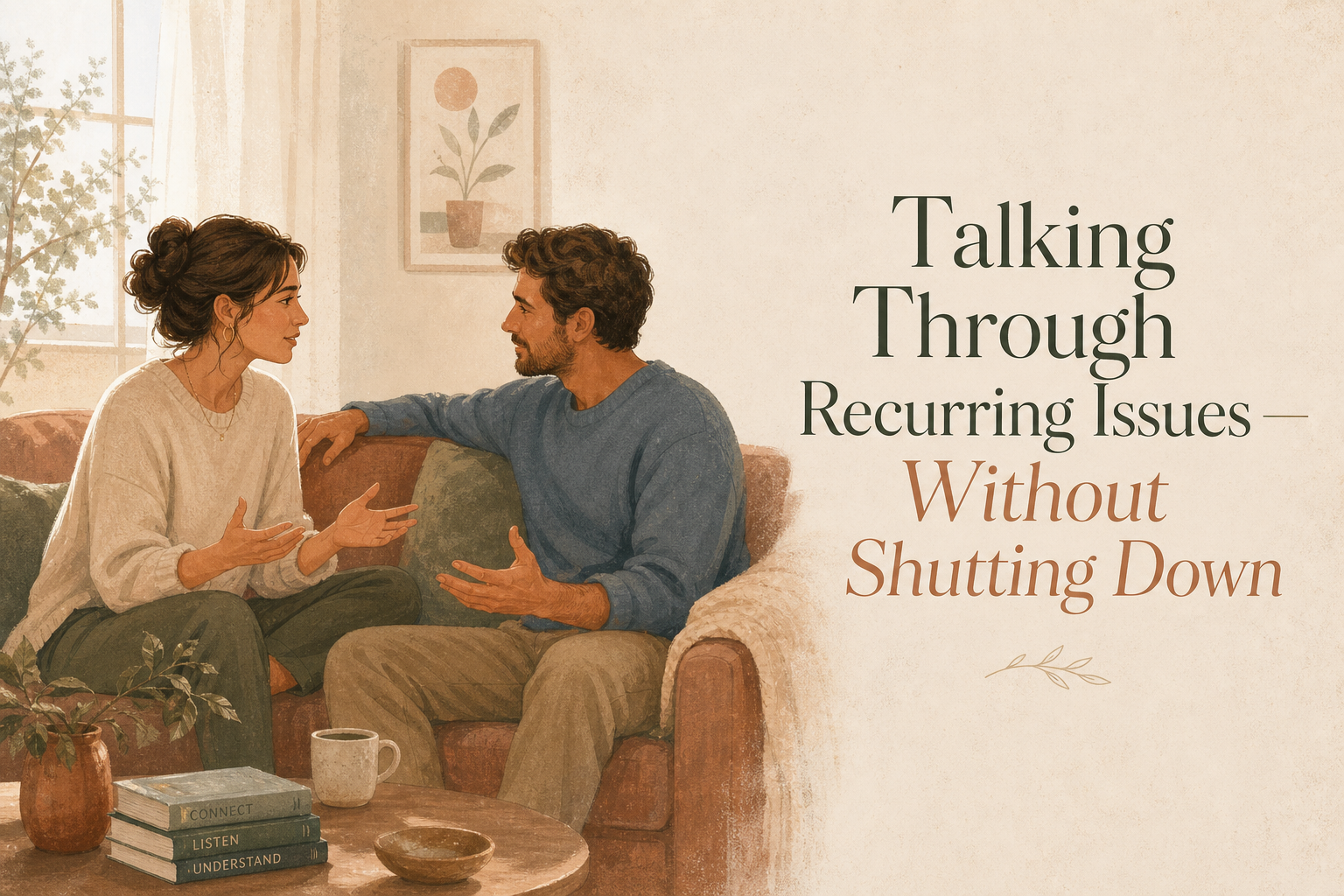 Couples Talking Through Recurring Issues Without Shutting Down