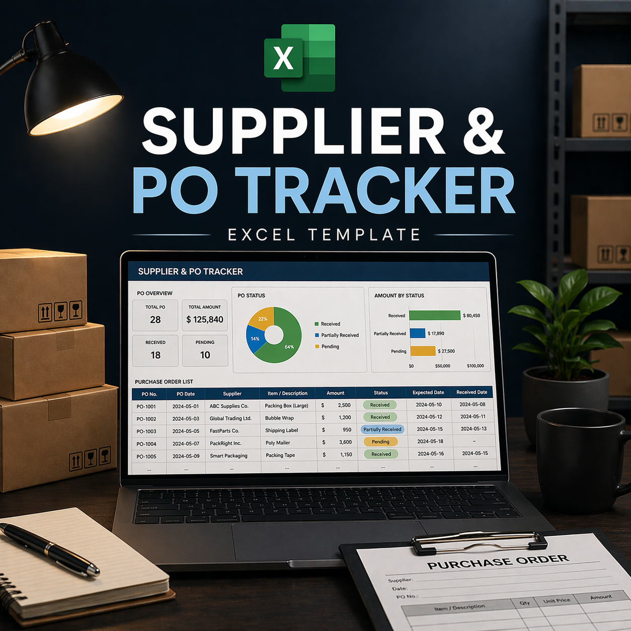 Supplier & PO Tracker (Excel)