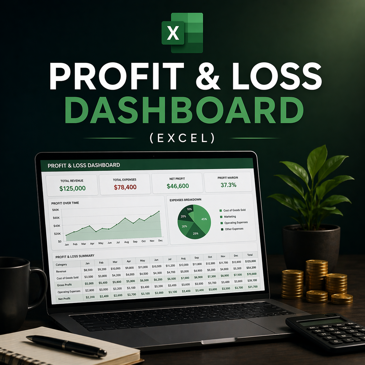 Profit & Loss Dashboard (Excel)