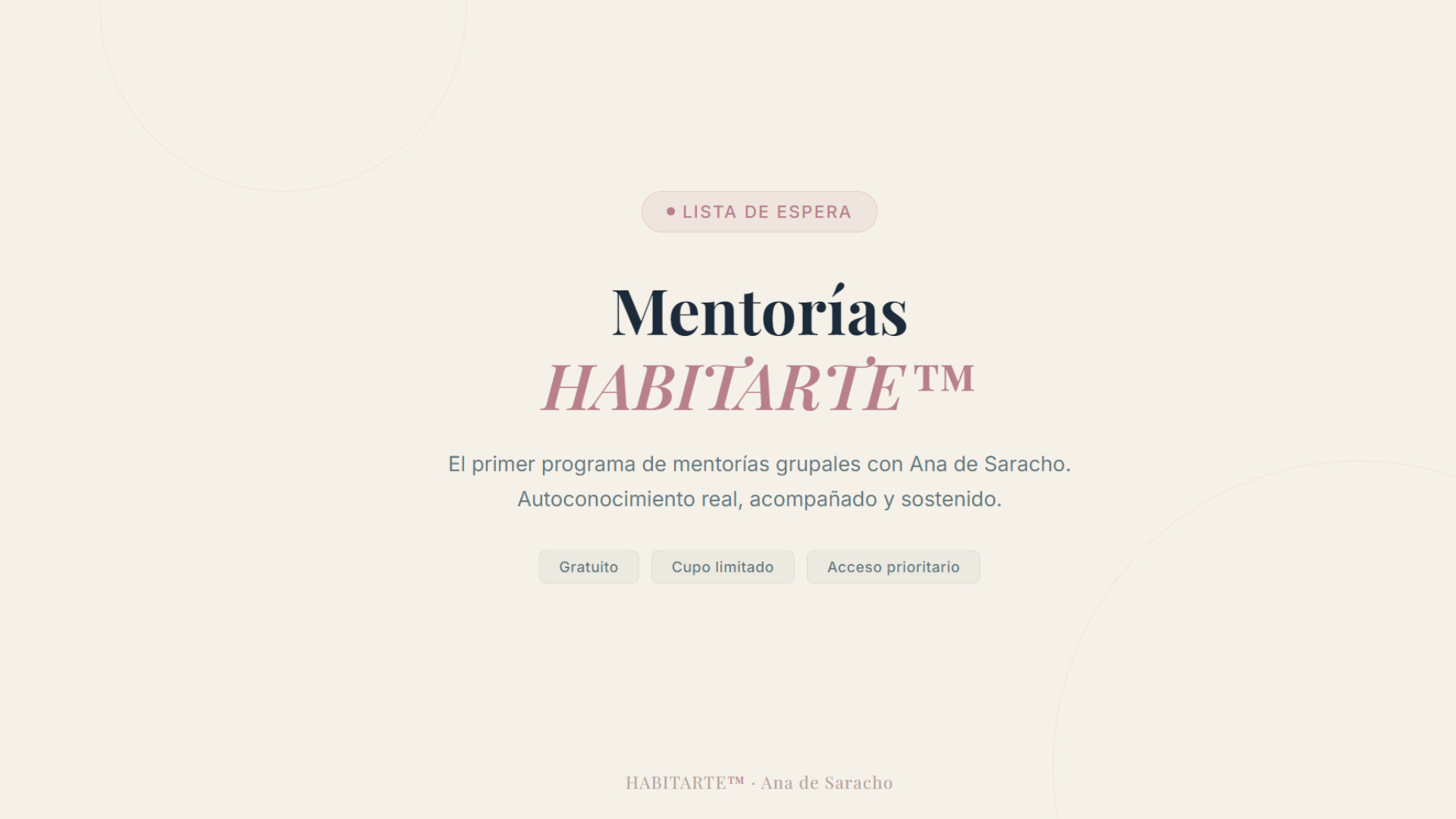 Lista de Espera — Mentorías HABITARTE™ con Ana de Saracho