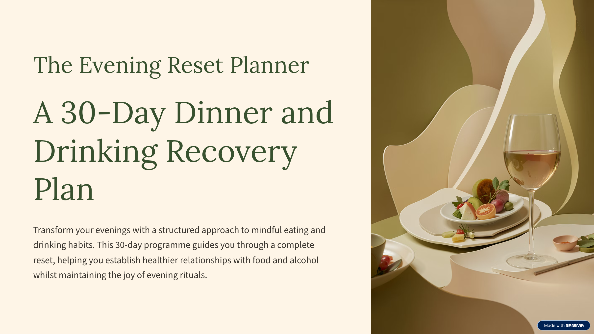 The Evening Reset Planner: A 30-Day Dinner and Drinking Recovery Plan