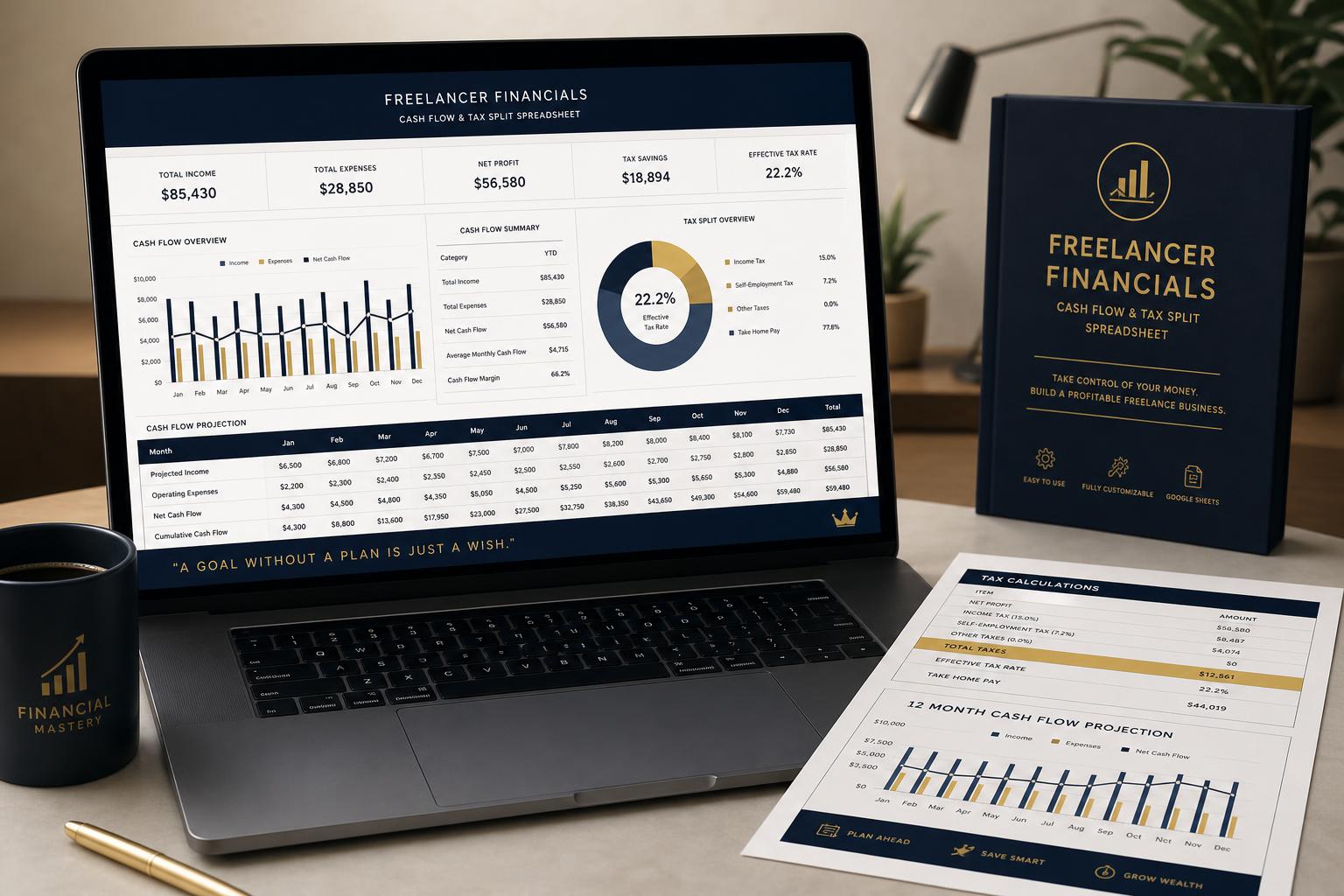 Tax Split Cash Flow Template for Freelancers