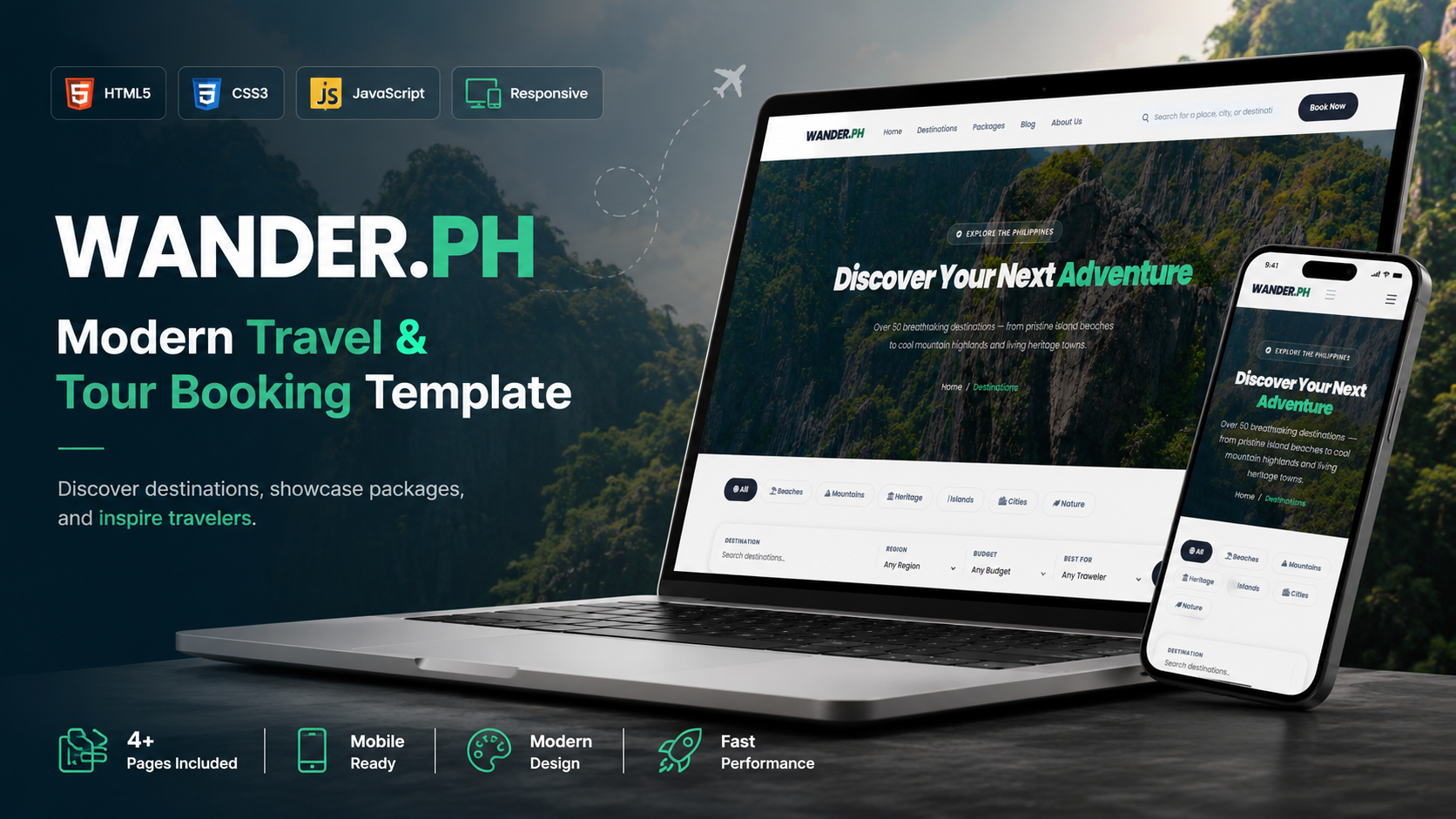 Modern Travel Agency Website Template - HTML, CSS, JS & Animations