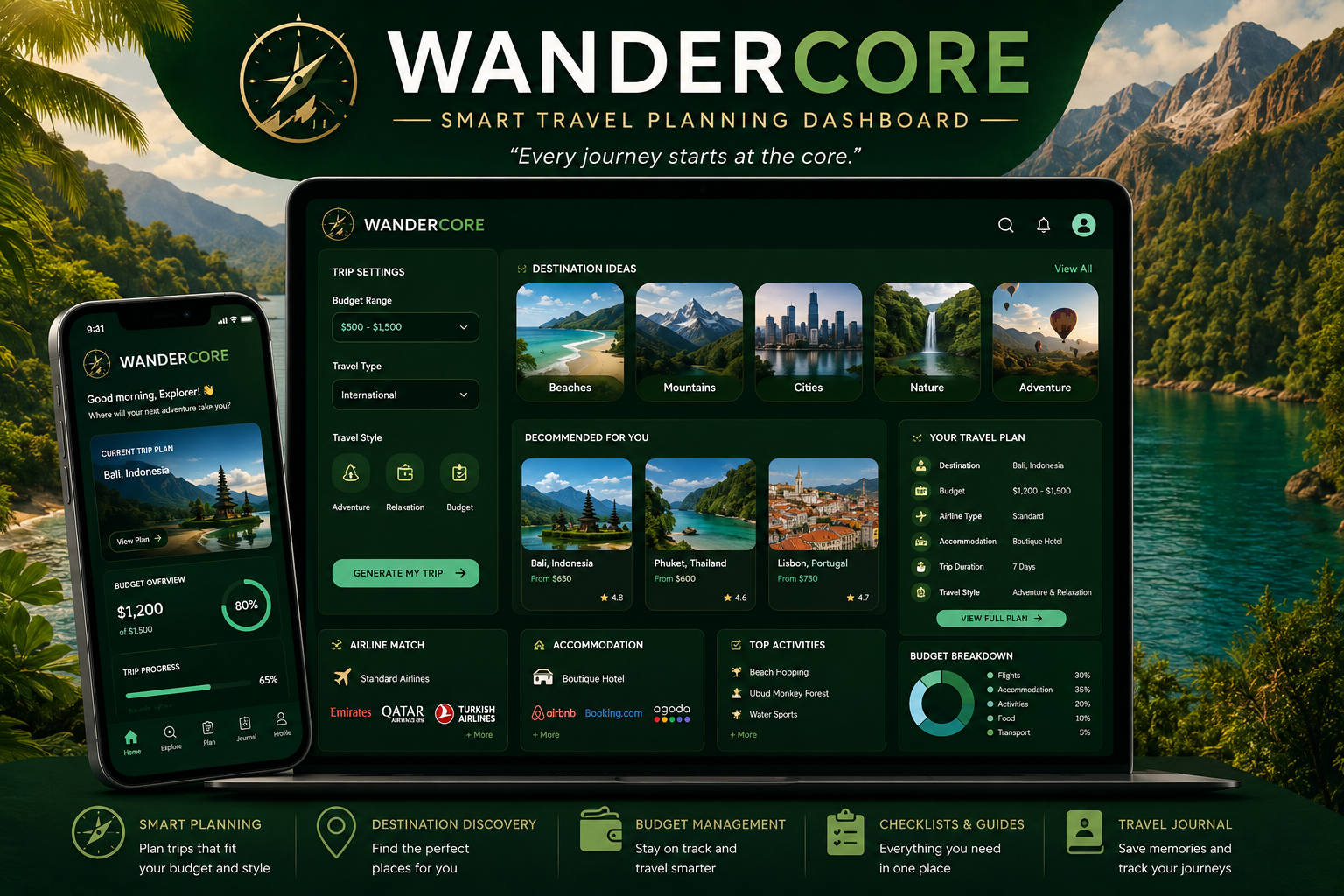 WanderCore— All-in-One Travel Template – From Idea to Itinerary in Minutes