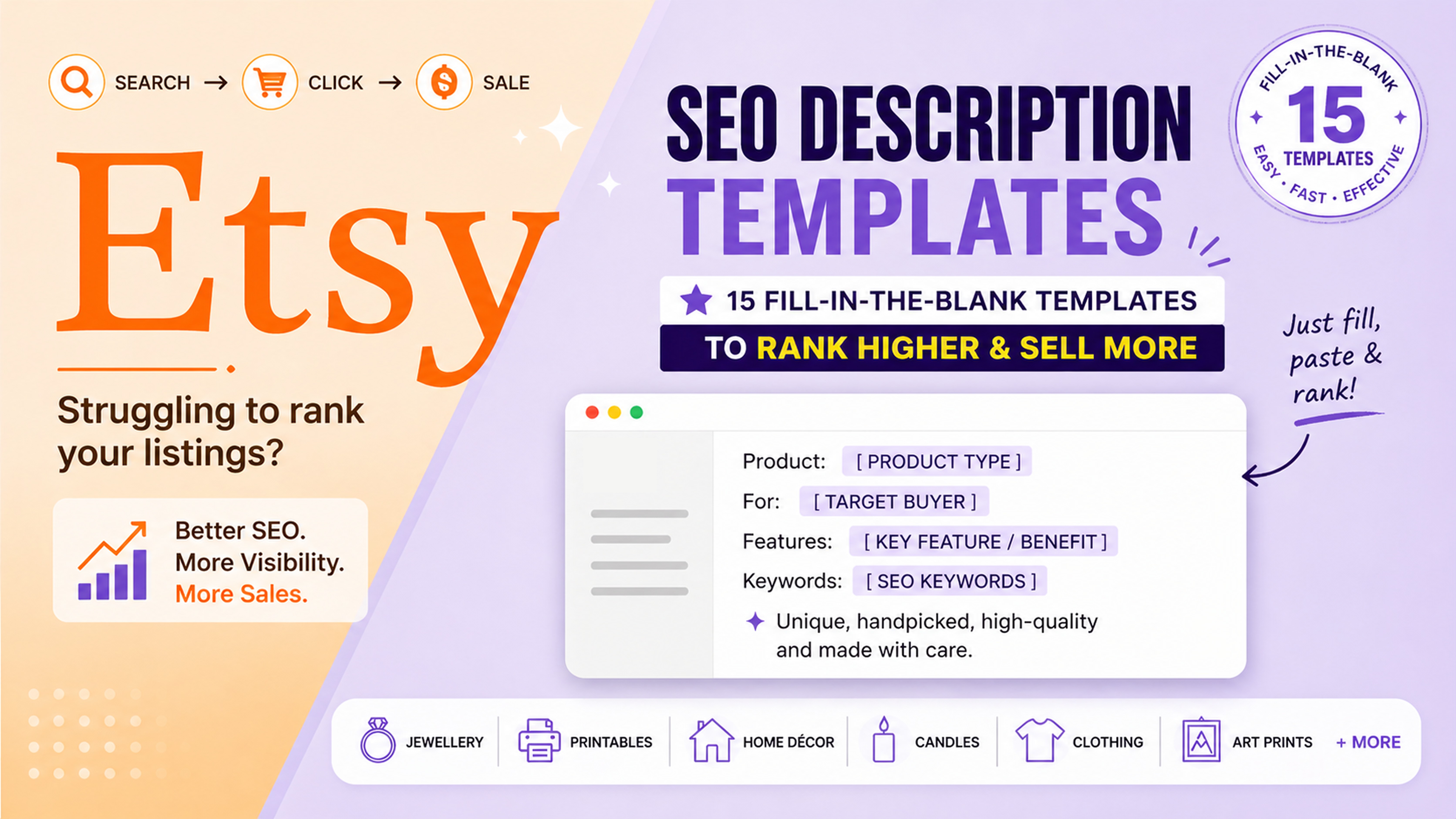 Etsy SEO Description Templates — Fill In, Rank Higher, Sell More