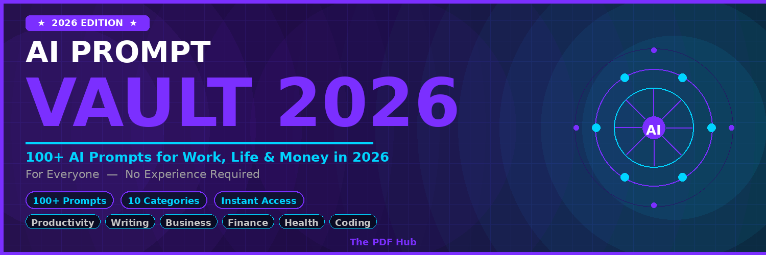 AI Prompt Vault 2026:100+ AI Prompts for Work, Life & Money in 2026