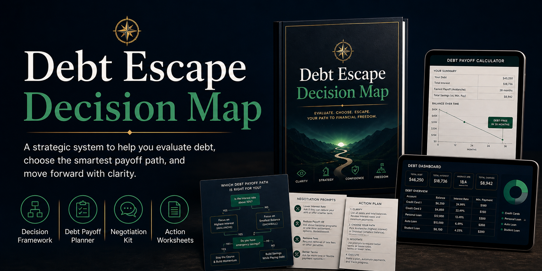 Debt Escape Decision Map - Guide, Workbook, Calculator & Negotiation Kit