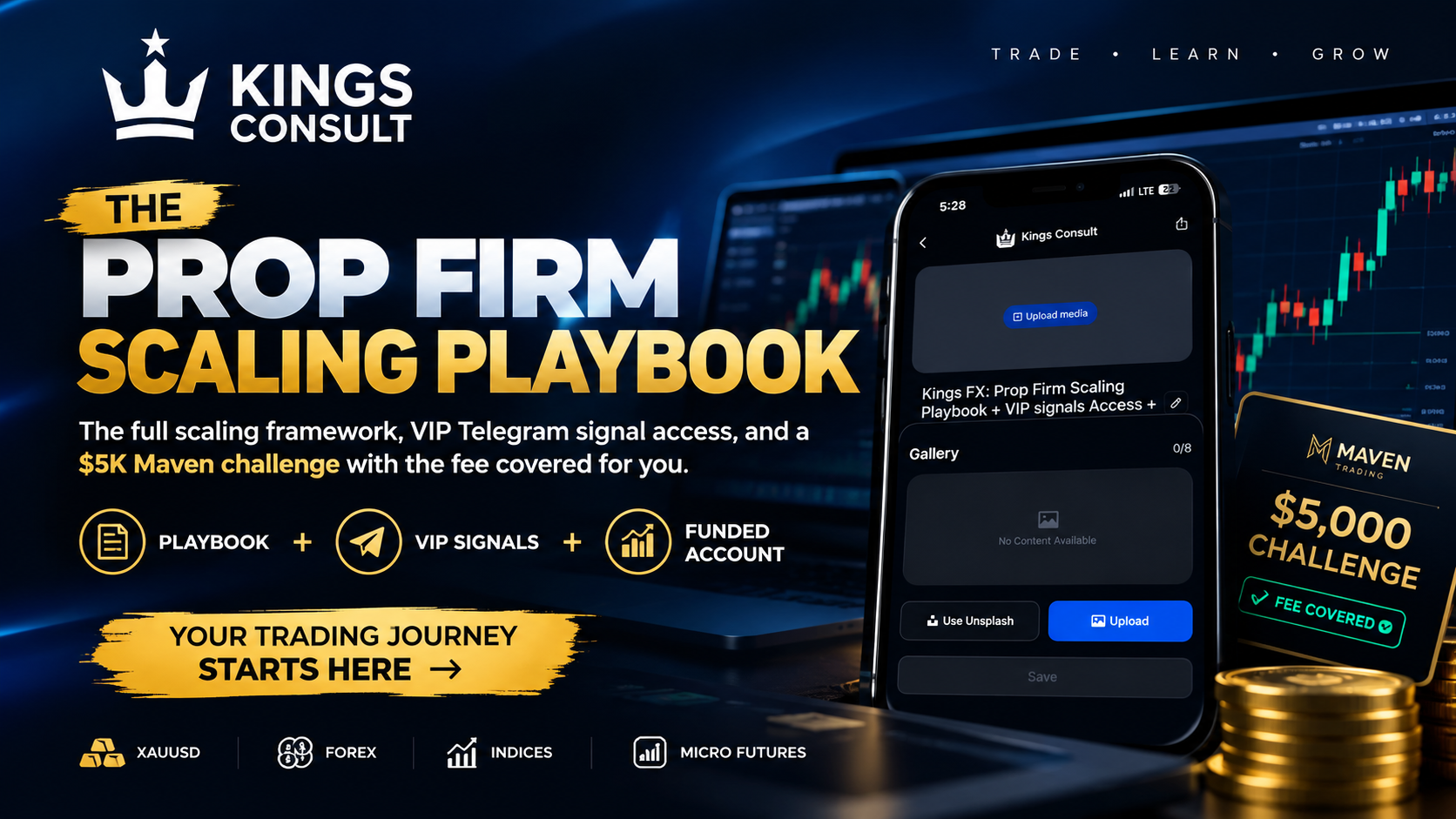 Kings FX: Prop Firm Scaling Playbook + VIP signals Access +  5K Prop Account