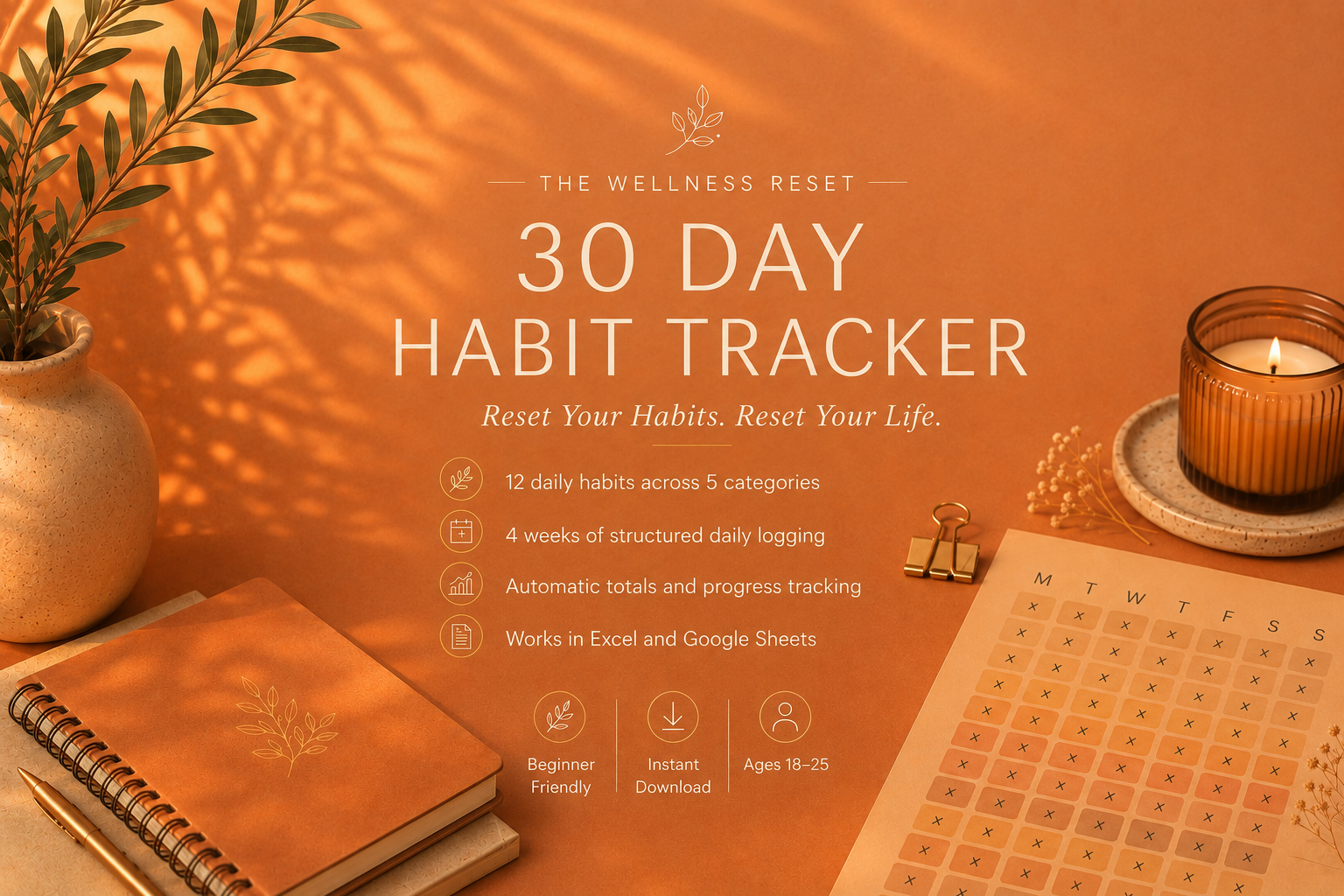 Track. Build. Reset. 30 day Habit Tracker
