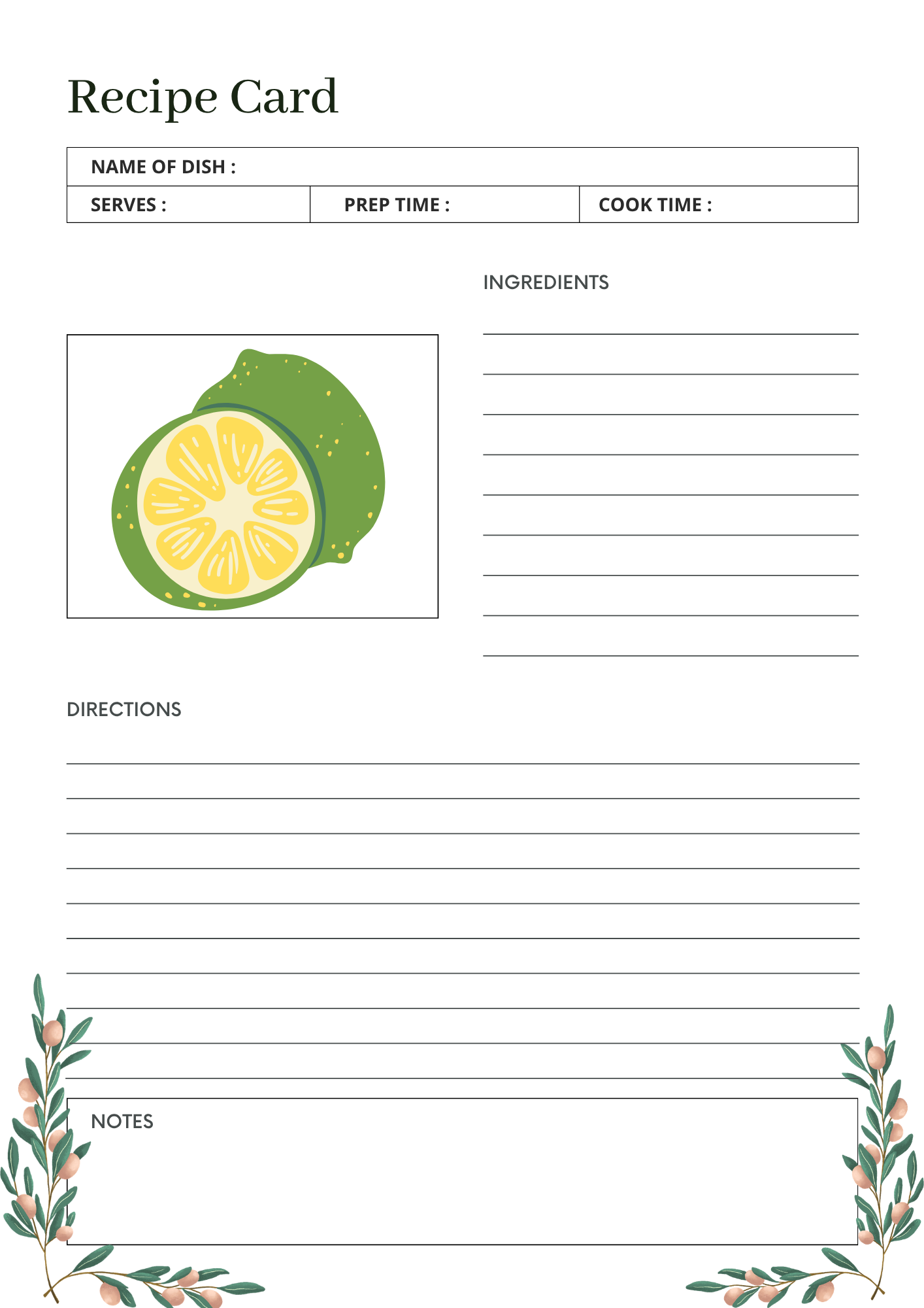 Family Recipe Card Template