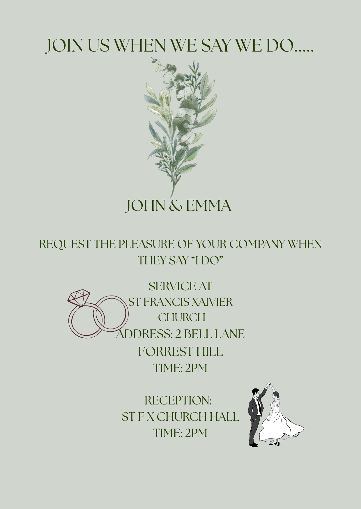 Elegant Green Wedding Invite Template