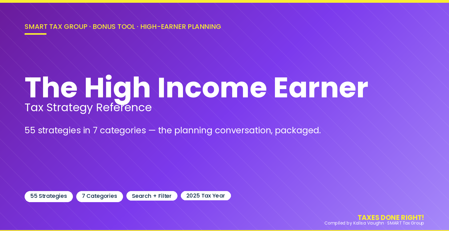 The High Income Earner Tax Strategy Reference