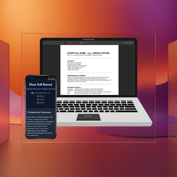 ATS-Friendly Developer Resume + Portfolio Website Bundle