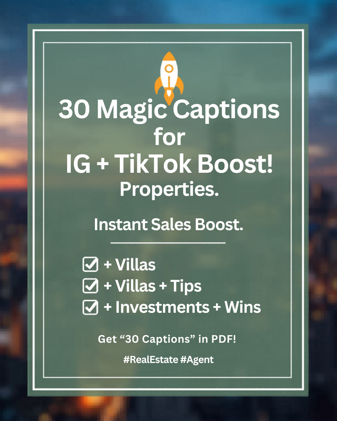 30 Captions Pack(مجموعة من 30 تعليقًا توضيحيًا للعقارات)