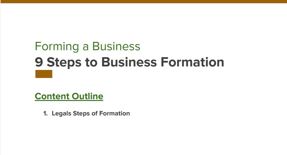 Business Formation in Nine Easy Steps