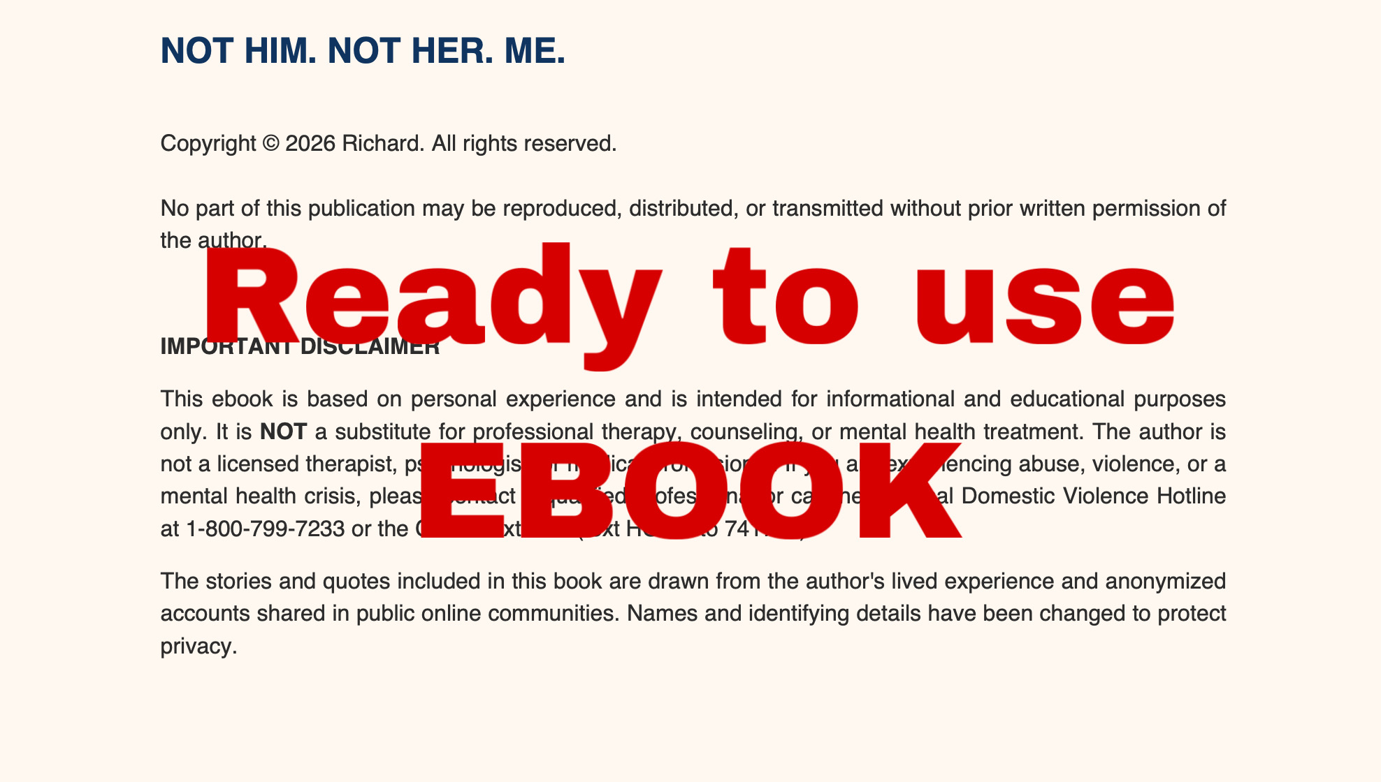 EBOOK: Not Him. Not Her. Me.
