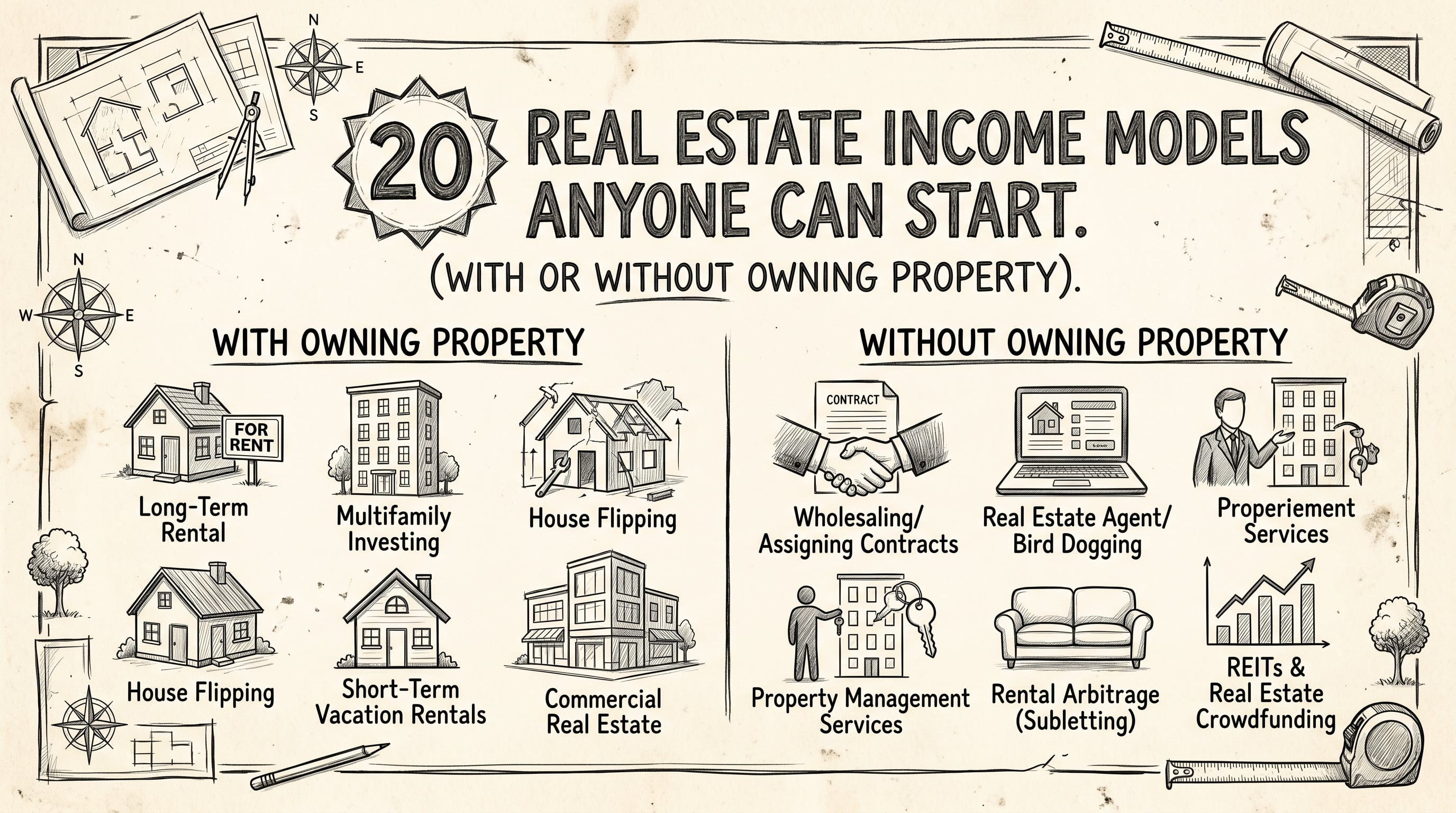 20 Real Estate Income Models Anyone can Start (With or Without Owning Property)