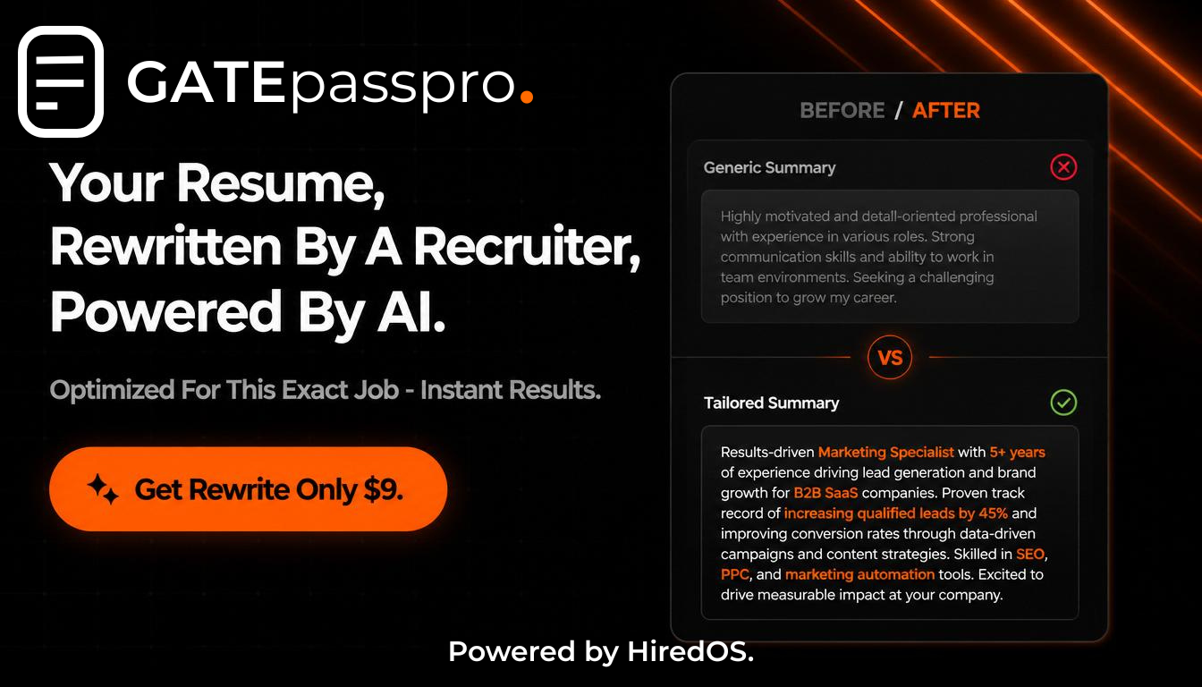 GATEpasspro. Resume Rewrite