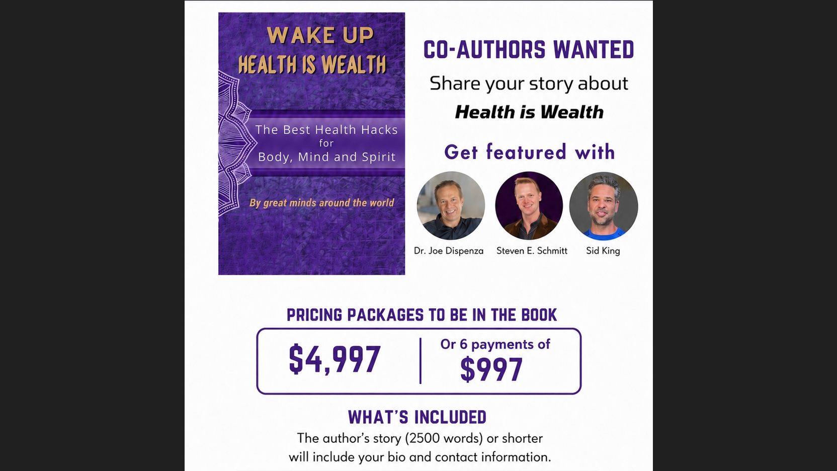 Co-author a book with Dr Joe Dispenza