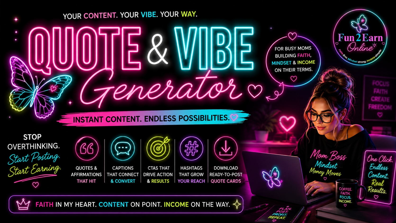 ✨ Quote & Vibe Generator - Content inspiration tool for Busy Moms & Creators