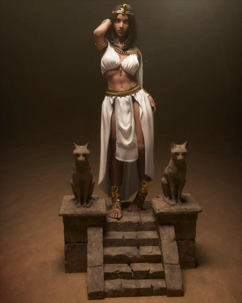 Luxury Cleopatra STL | Egyptian Queen 3D Statue