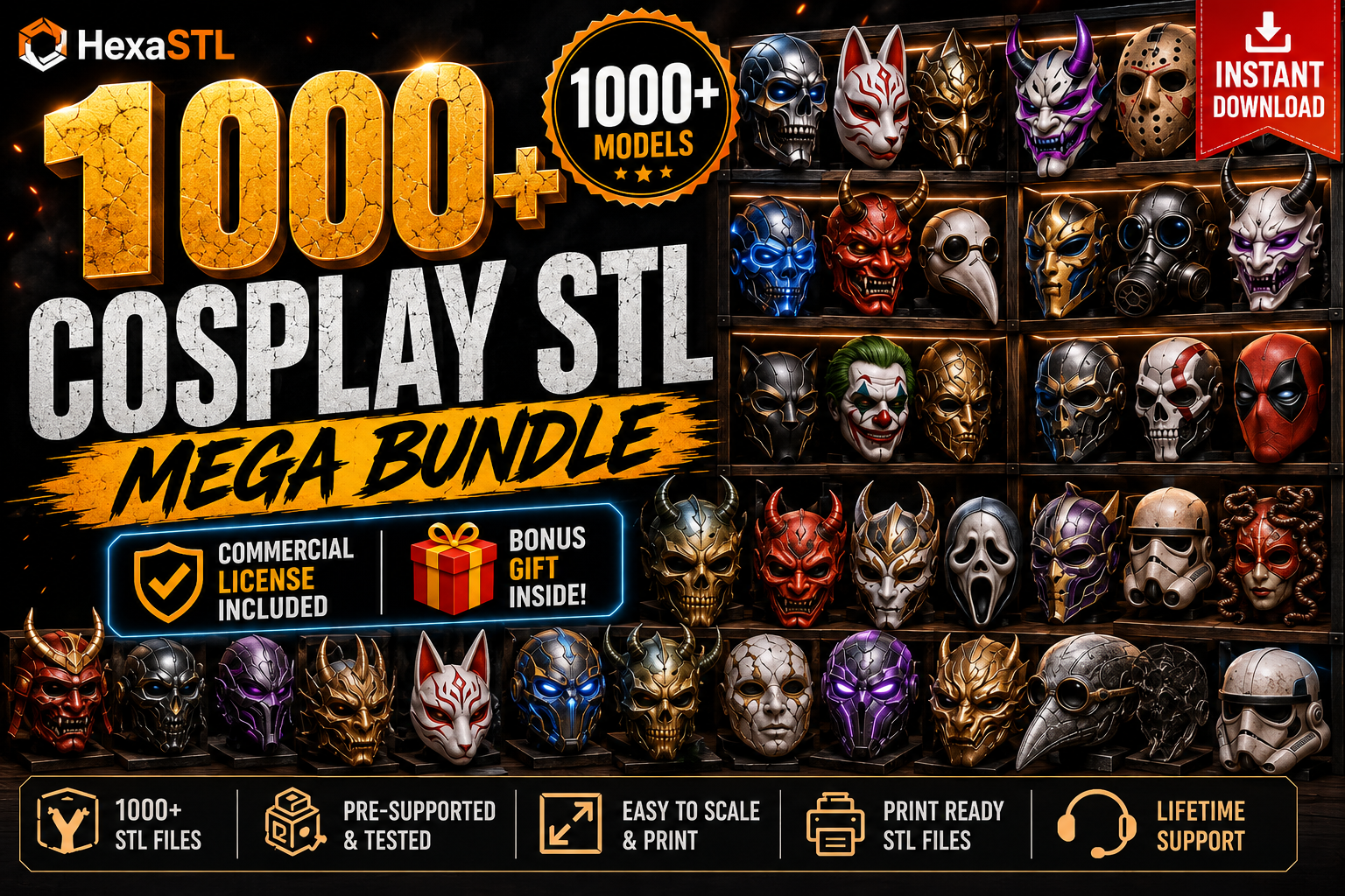 1000+ Cosplay STL Bundle | Masks, Helmets & Wearable Armor