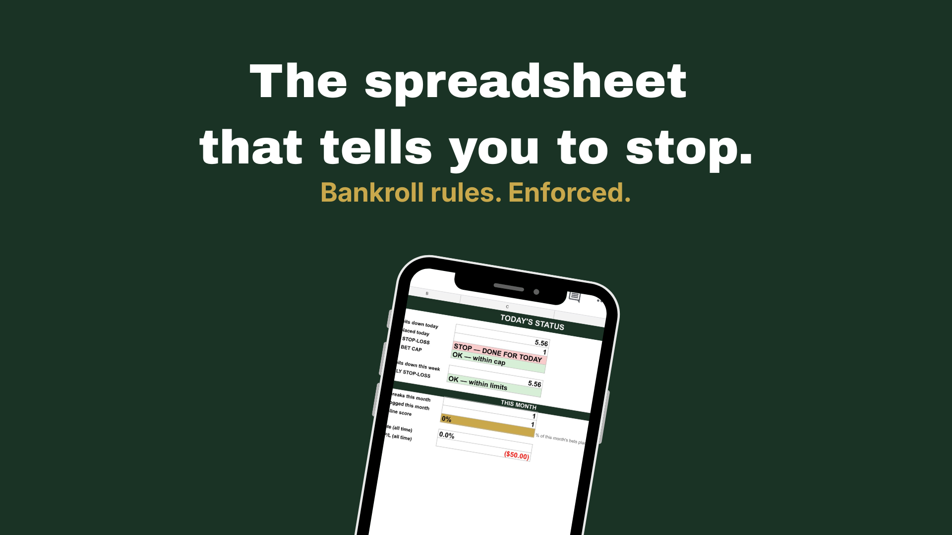 Bet Discipline System — Bankroll Rules Spreadsheet