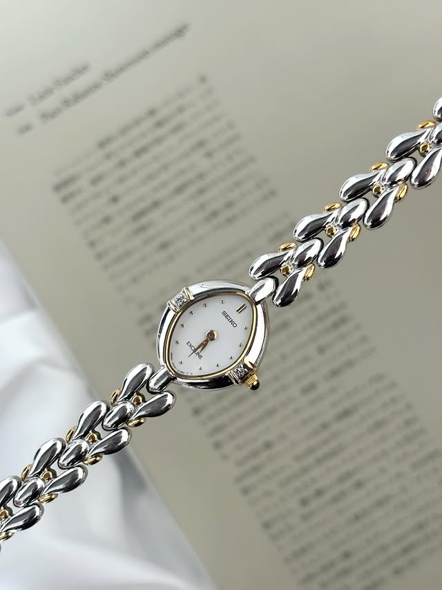 Seiko Exceline 1F20-6B60 VERY RARE Dual-Tone 2pc Diamond