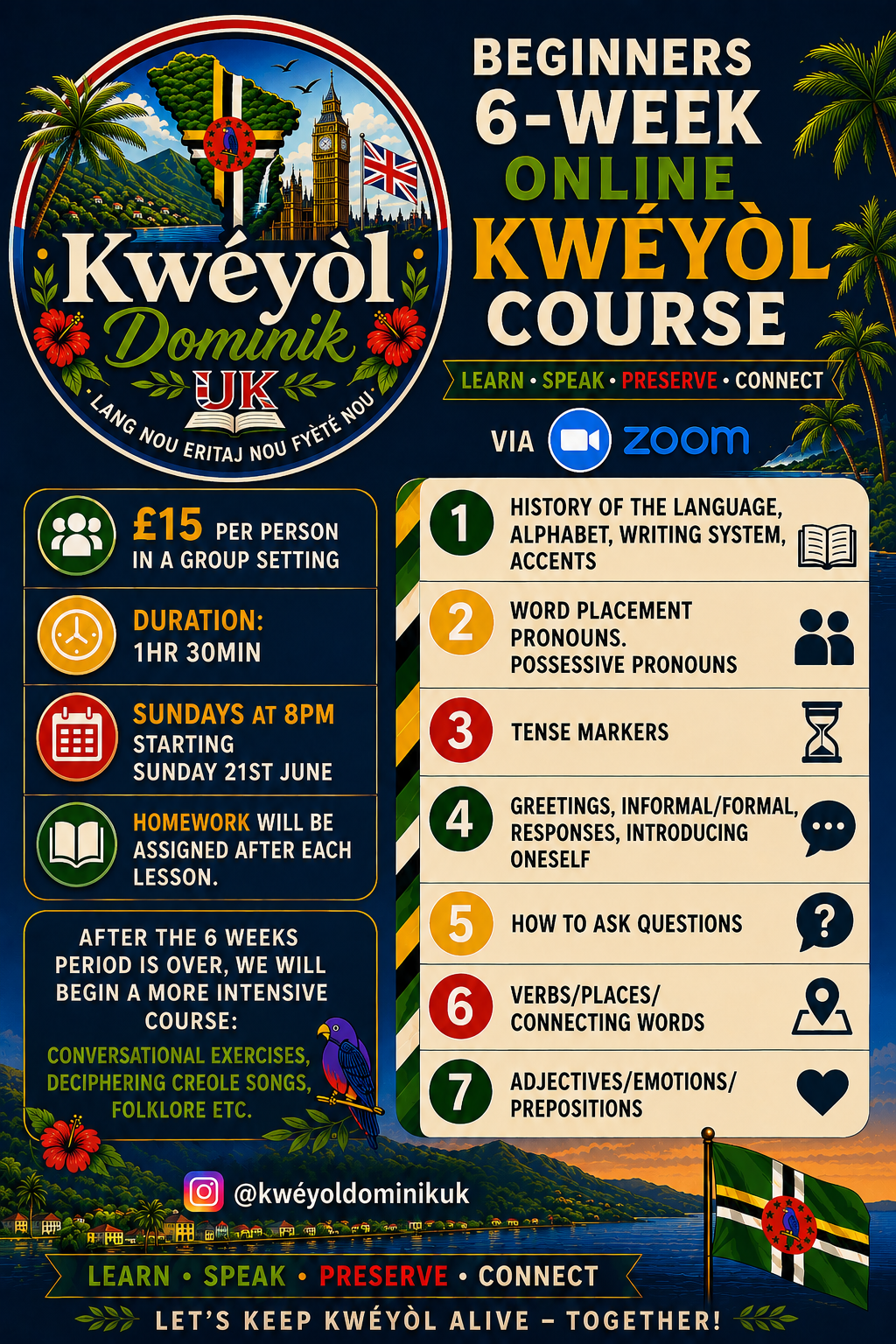 Aprann Kwéyòl Beginners Course (6 Weeks)