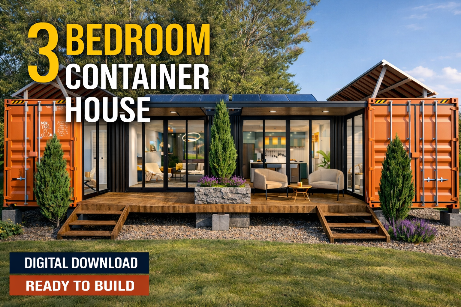 Modern 3-Bedroom Shipping Container House Plans - HBH04