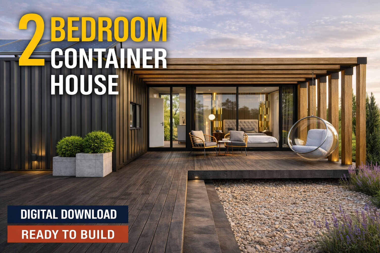 Modern 2-Bedroom Shipping Container House Plans - HBH05