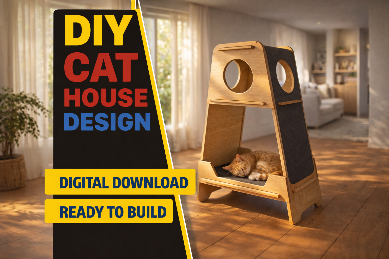 Modern Cat House - DIY Woodworking - Model CH07