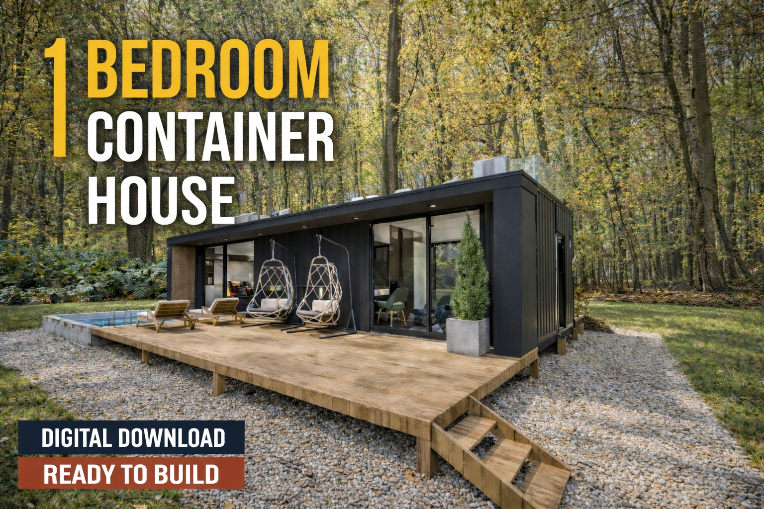 Modern 1-Bedroom Shipping Container House Plans - HBH01