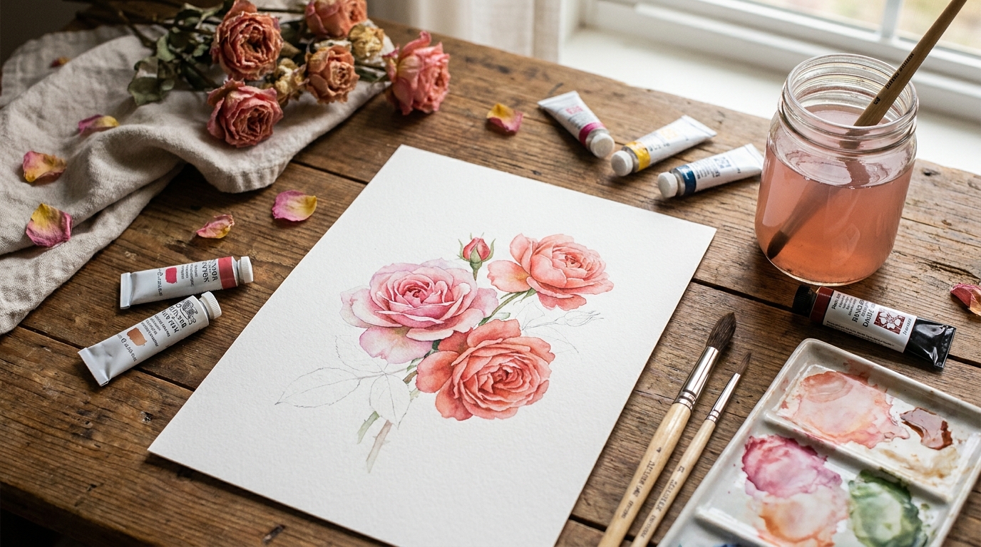Realistic Floral Watercolor Blending