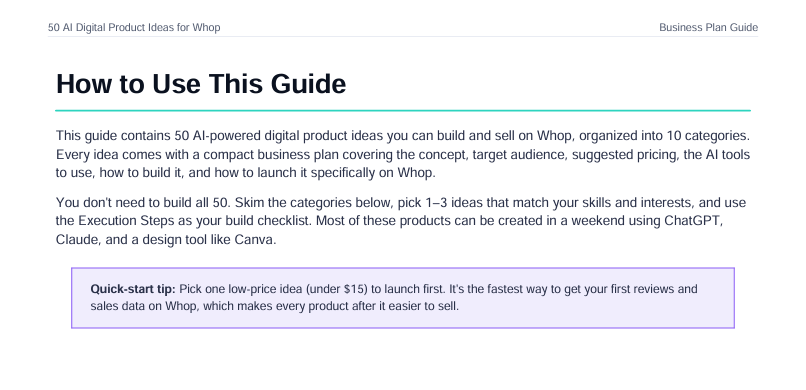 50 AI Digital Product Ideas for Whop