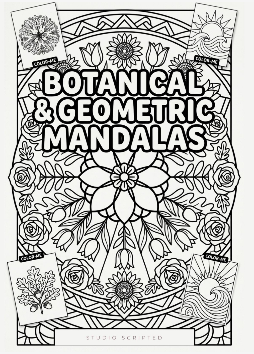 Botanical & Geometric Mandalas — 20 Printable Coloring Pages
