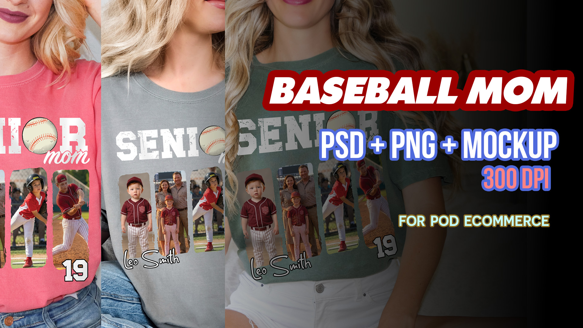 PSD PNG Baseball Mom | POD Design Files
