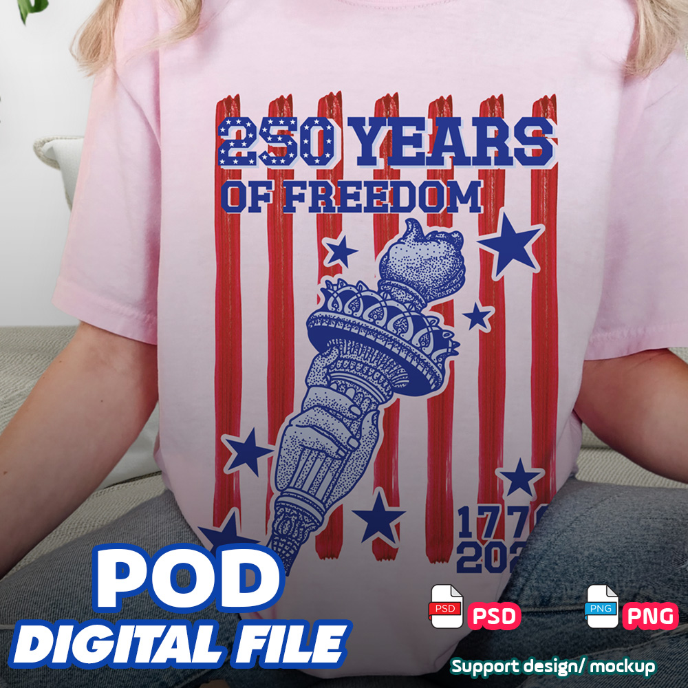 PSD PNG 250 Years of USA | Striped 4th of July Patriotic Design