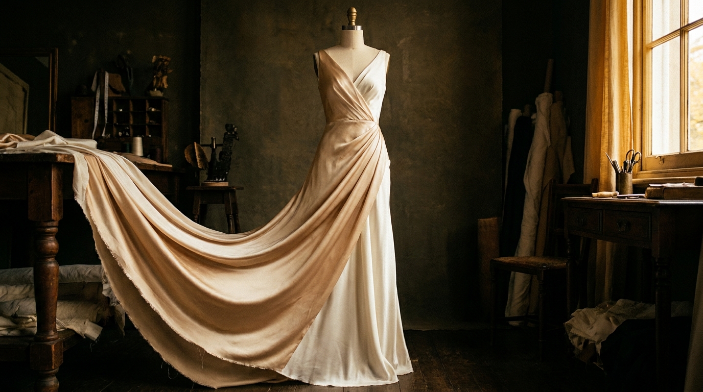 Bias-Cut Evening Gown Hem Balancing