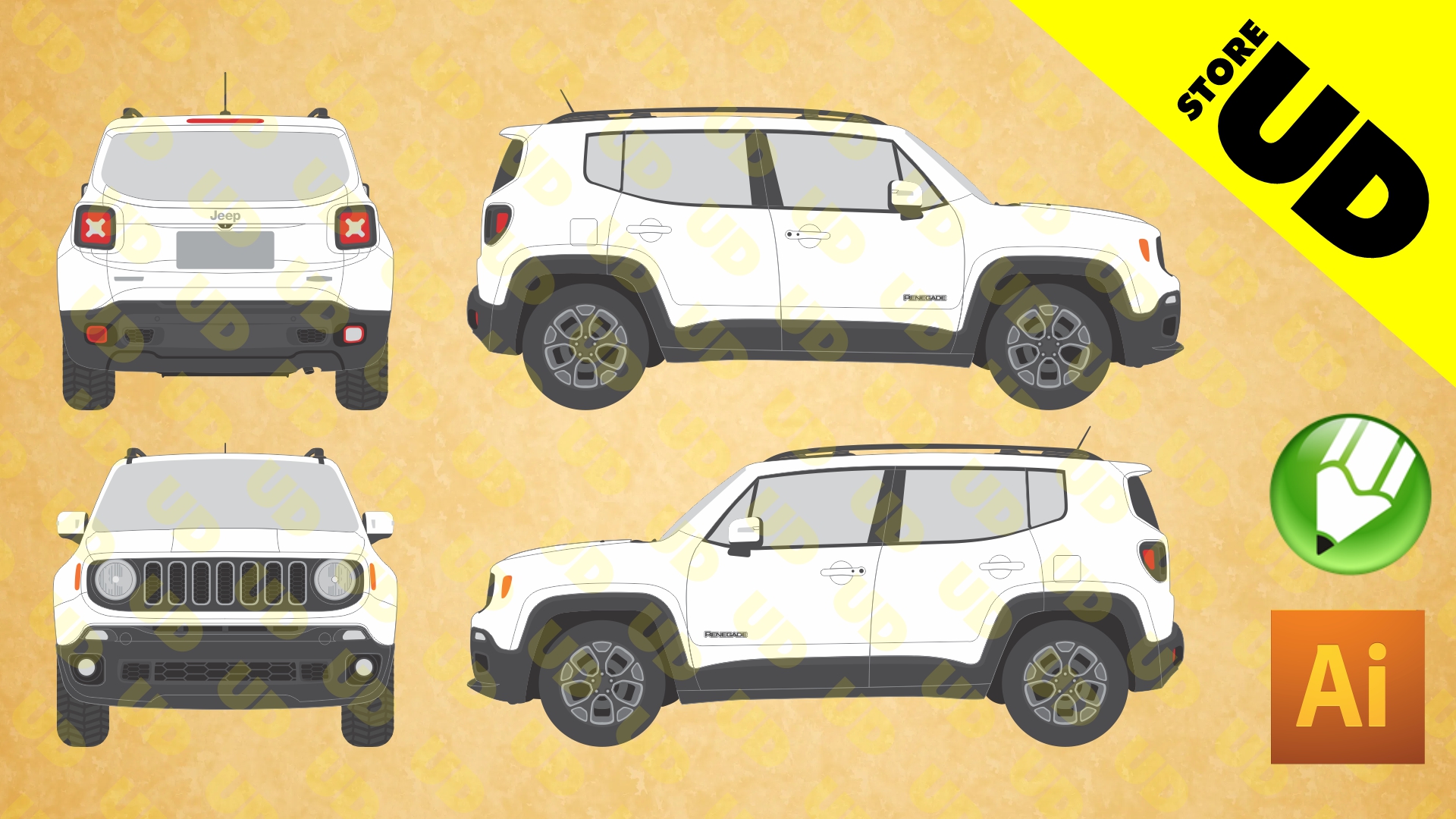 Jeep Renegade 1.8 2016 | Vector File | Corel & Illustrator