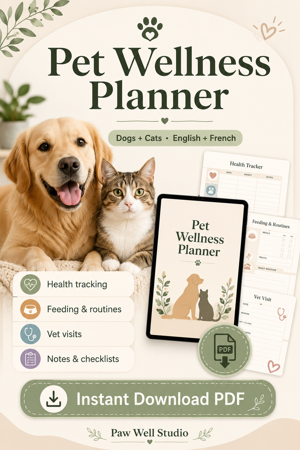 Pet Wellness Planner for Dogs & Cats