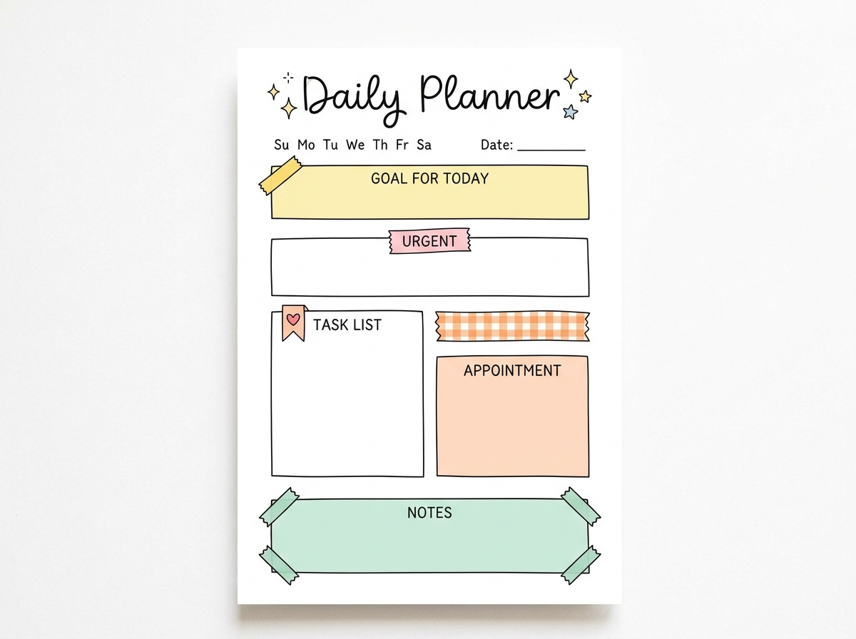 Cute & Simple Daily Planner (Lined + Unlined) — PDF Download