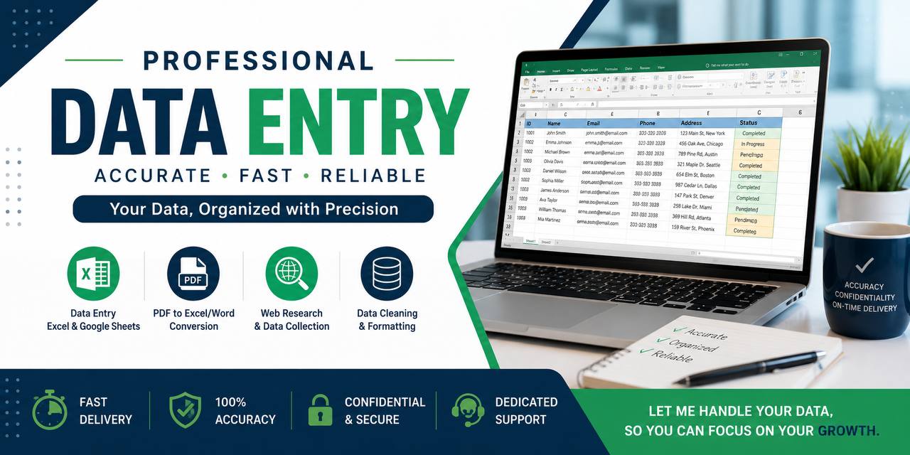 Accurate data entry&Web research services