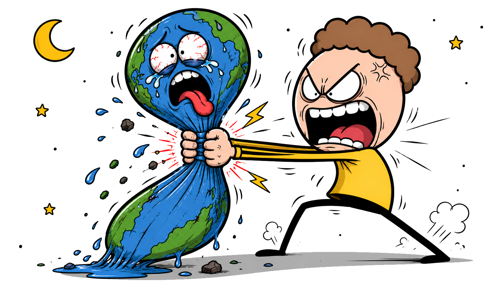 Funny Earth Squeeze – Commercial AI Cartoon Image