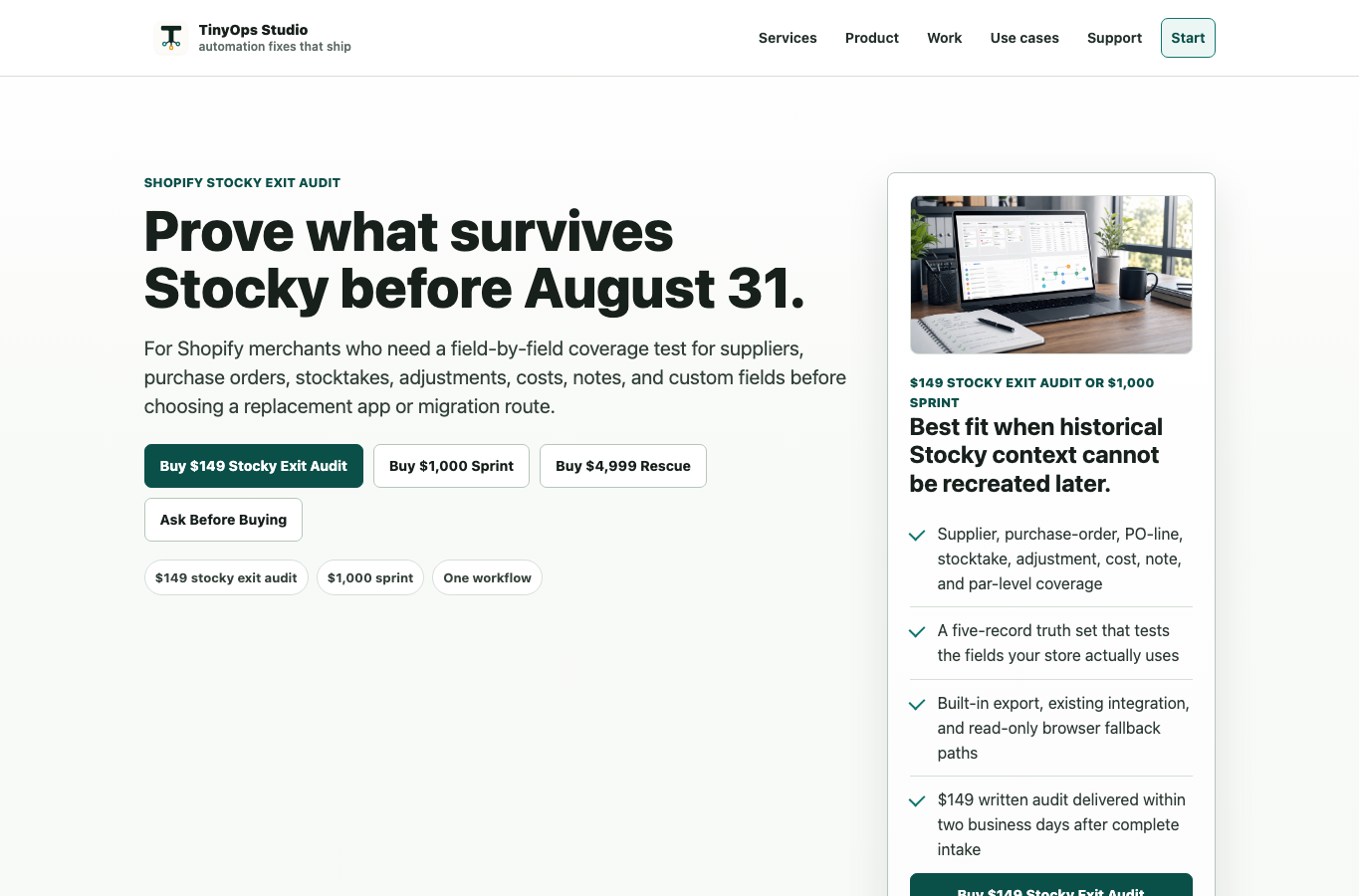 Shopify Stocky Migration Matrix