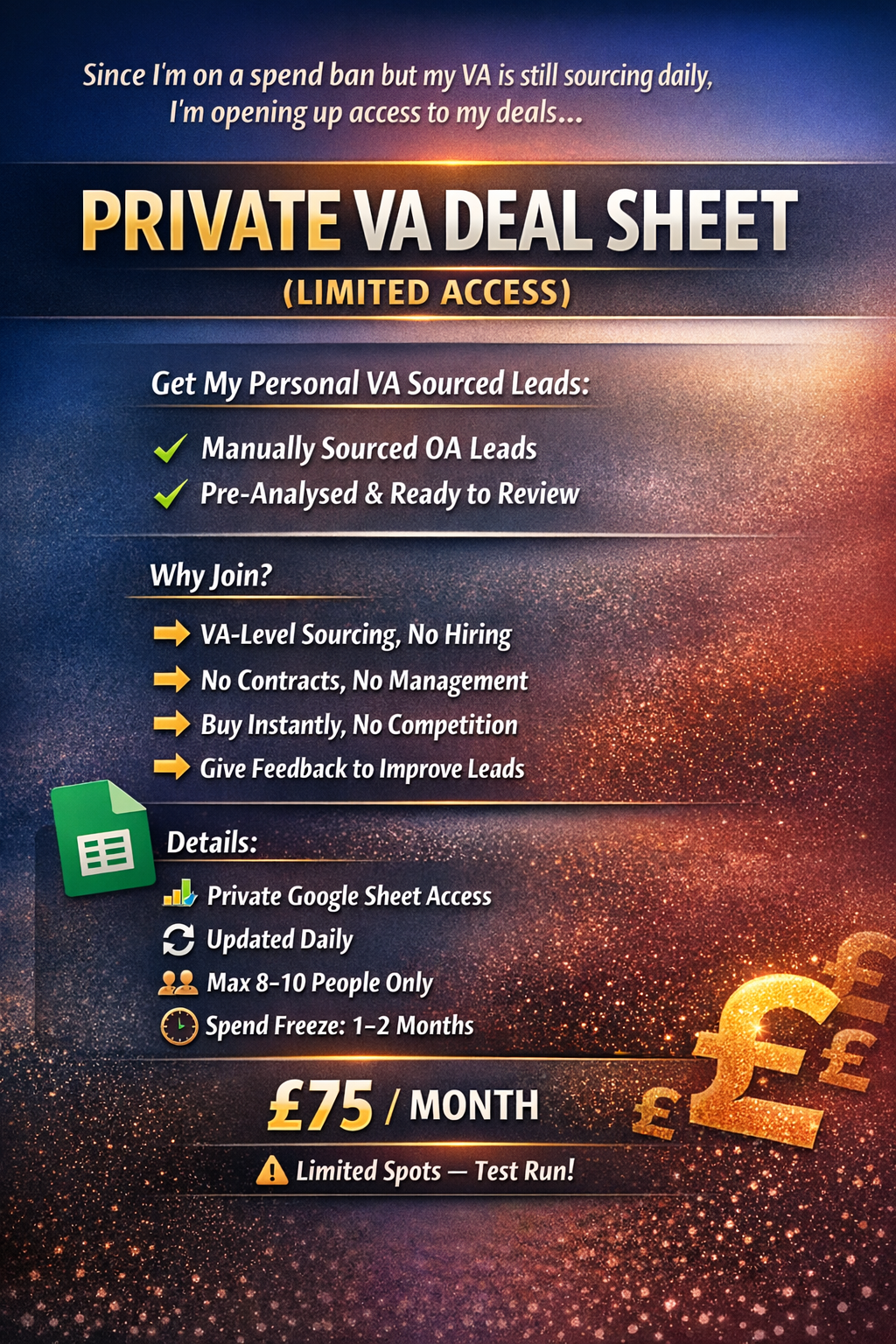 LIVE VA DEAL SHEET