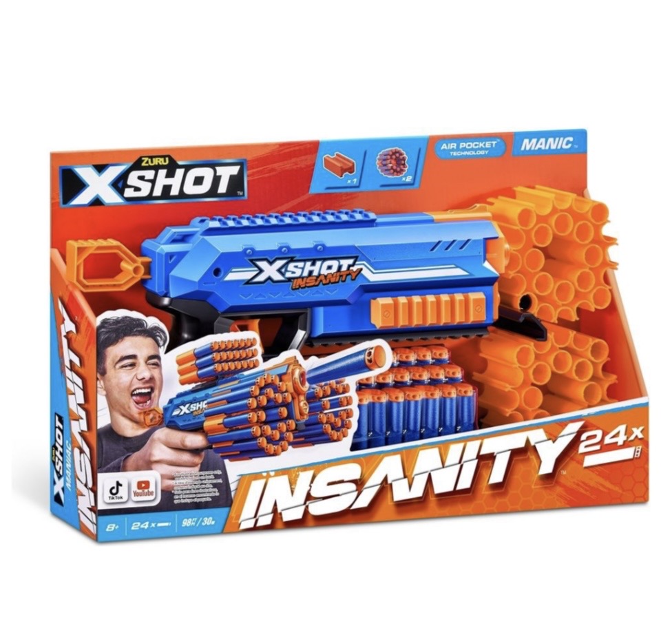 X-SHOT Insanity Manic BlasterT 24 Dart - 36603
