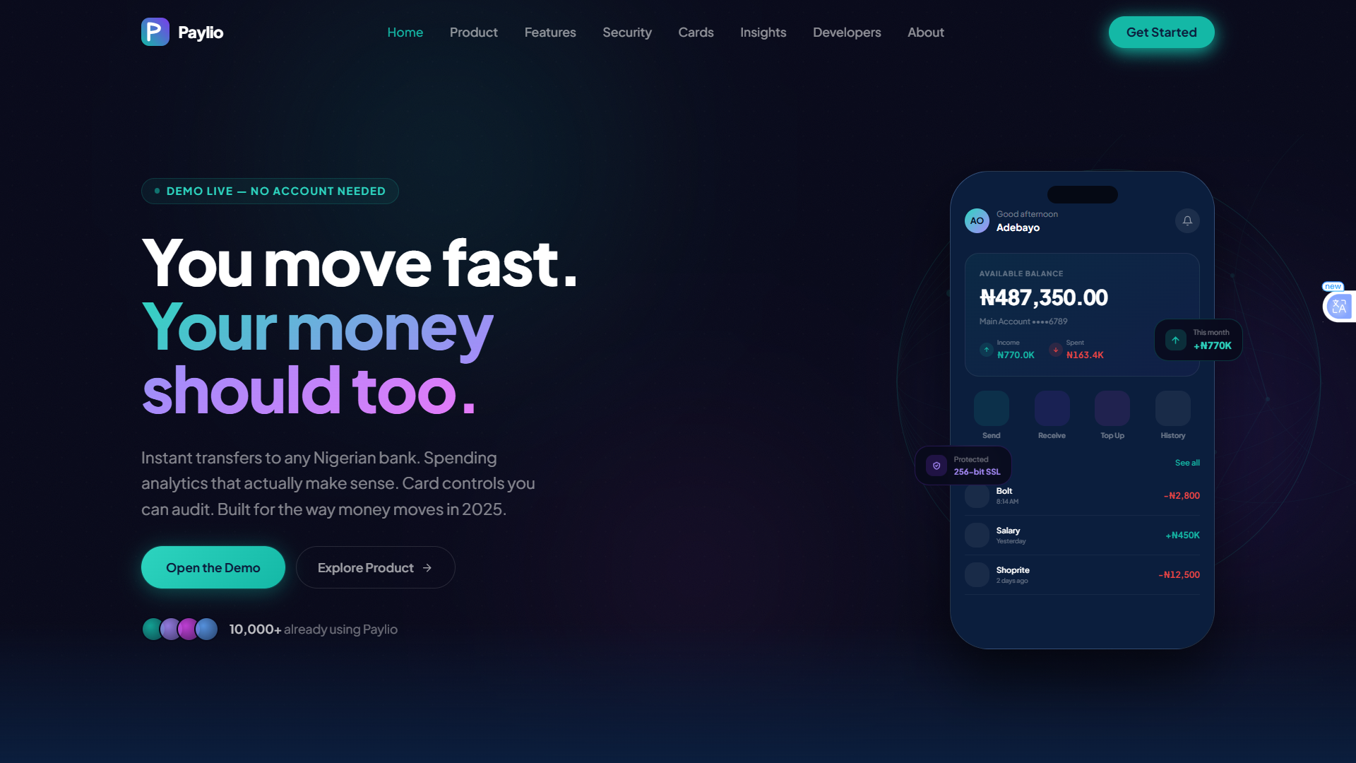 Paylio — Fintech App UI Template