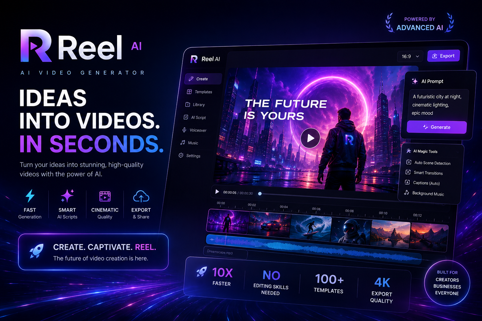 Reel Ai video generator software!