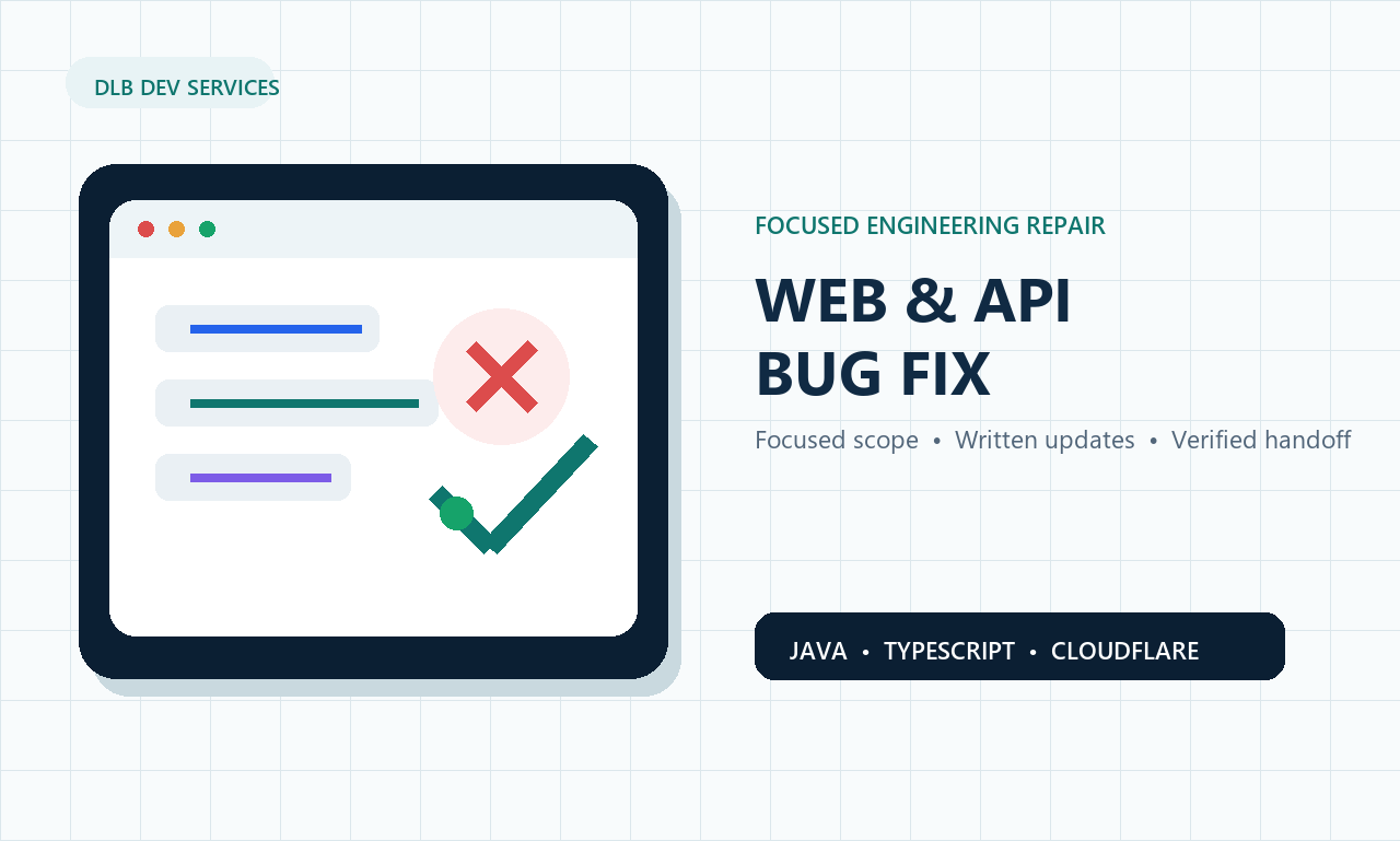 I will fix one focused web app, backend, or API bug